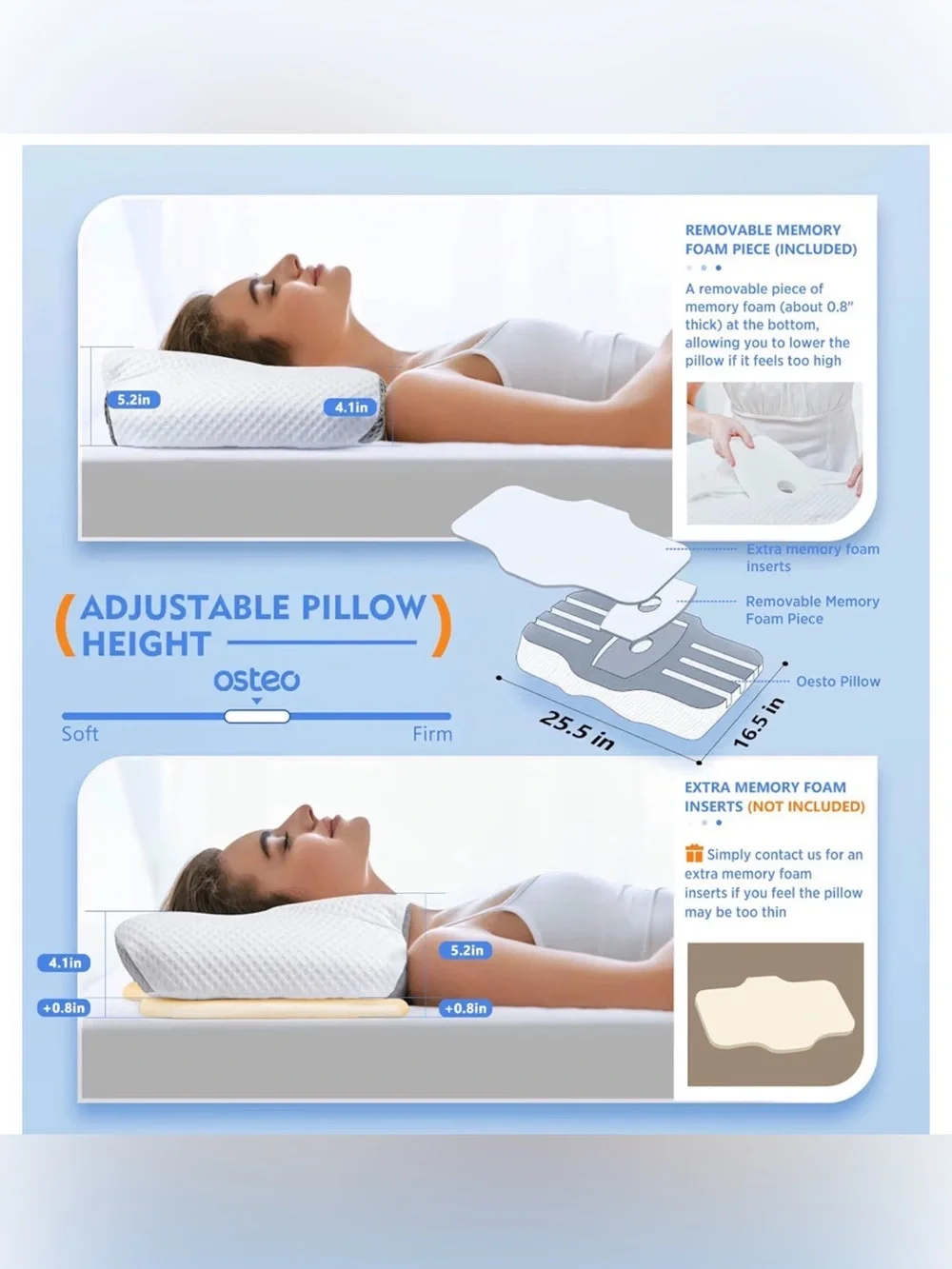 Cervical Pillow for Neck Pain Relief, Hollow Design Odorless Memory Foam Pillows
